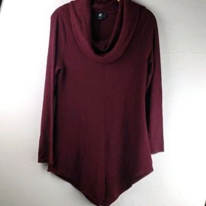 IZ Byer Burgundy Cowl Neck Tunic Medium